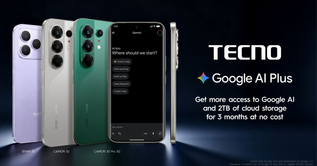 TECNO Gandeng Google Hadirkan Keuntungan Premium AI Storage 2TB Gratis Tiga Bulan di Indonesia