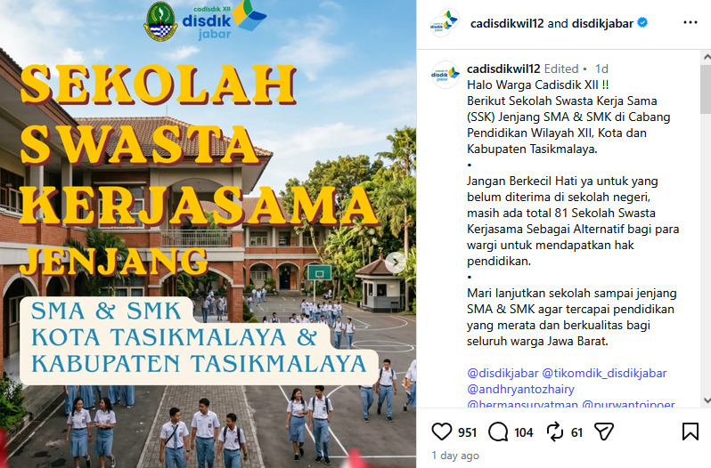 81 Sekolah Swasta di Tasikmalaya Siap Jadi Penyelamat Siswa yang Tak Tertampung Sekolah Negeri